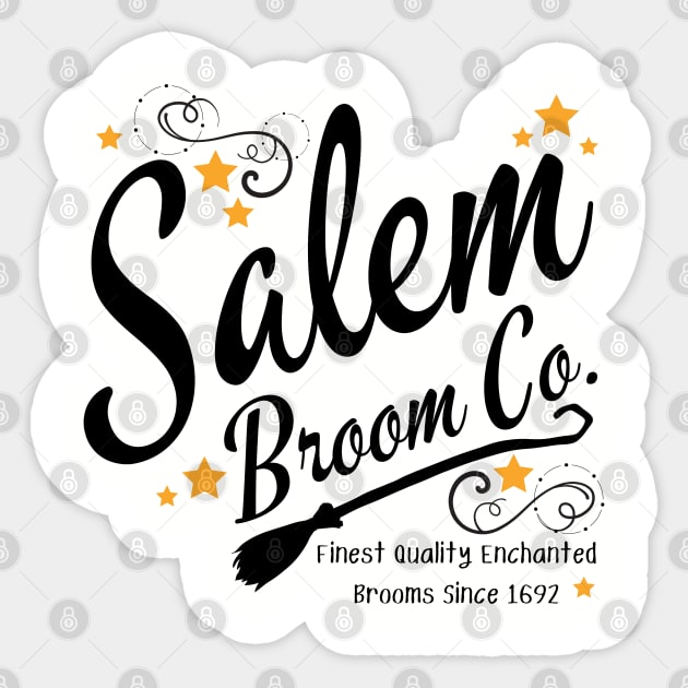 Funny Halloween Salem Broom Company Witch Costume Sticker by MalibuSun